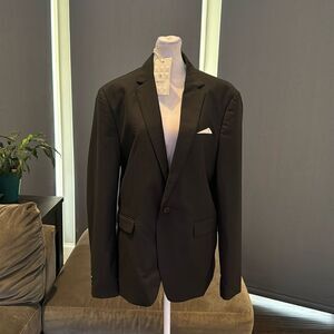 Men’s Black Slim Fitting Suit Jacket Blazer One Button Notched Lapel Size 38 NWT
